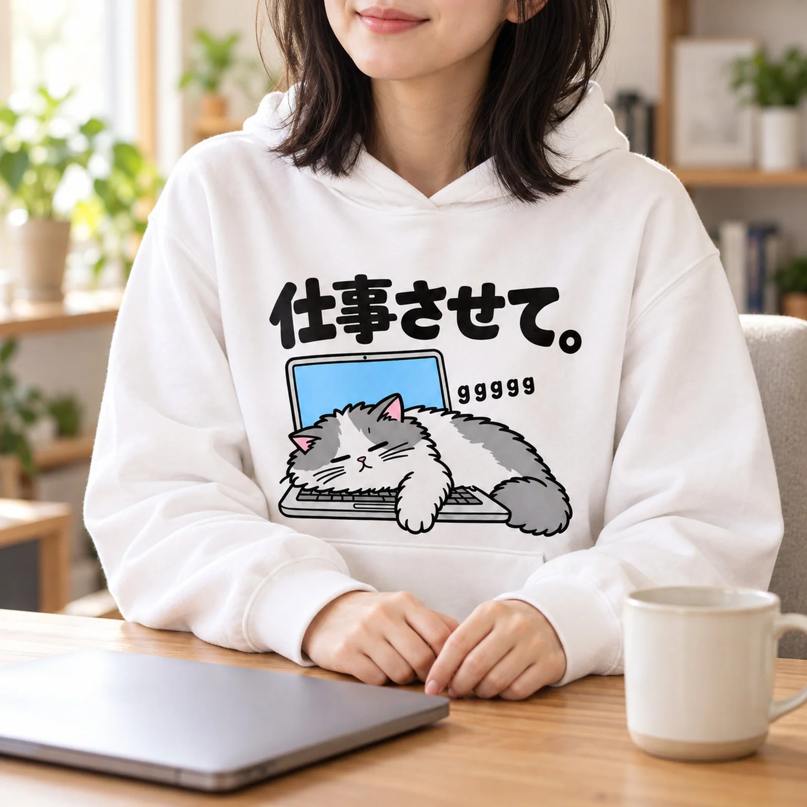 「仕事させて。」キーボード猫パーカー