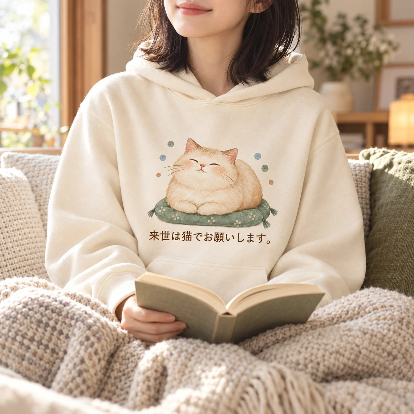 来世は猫で。ごろ寝猫パーカー