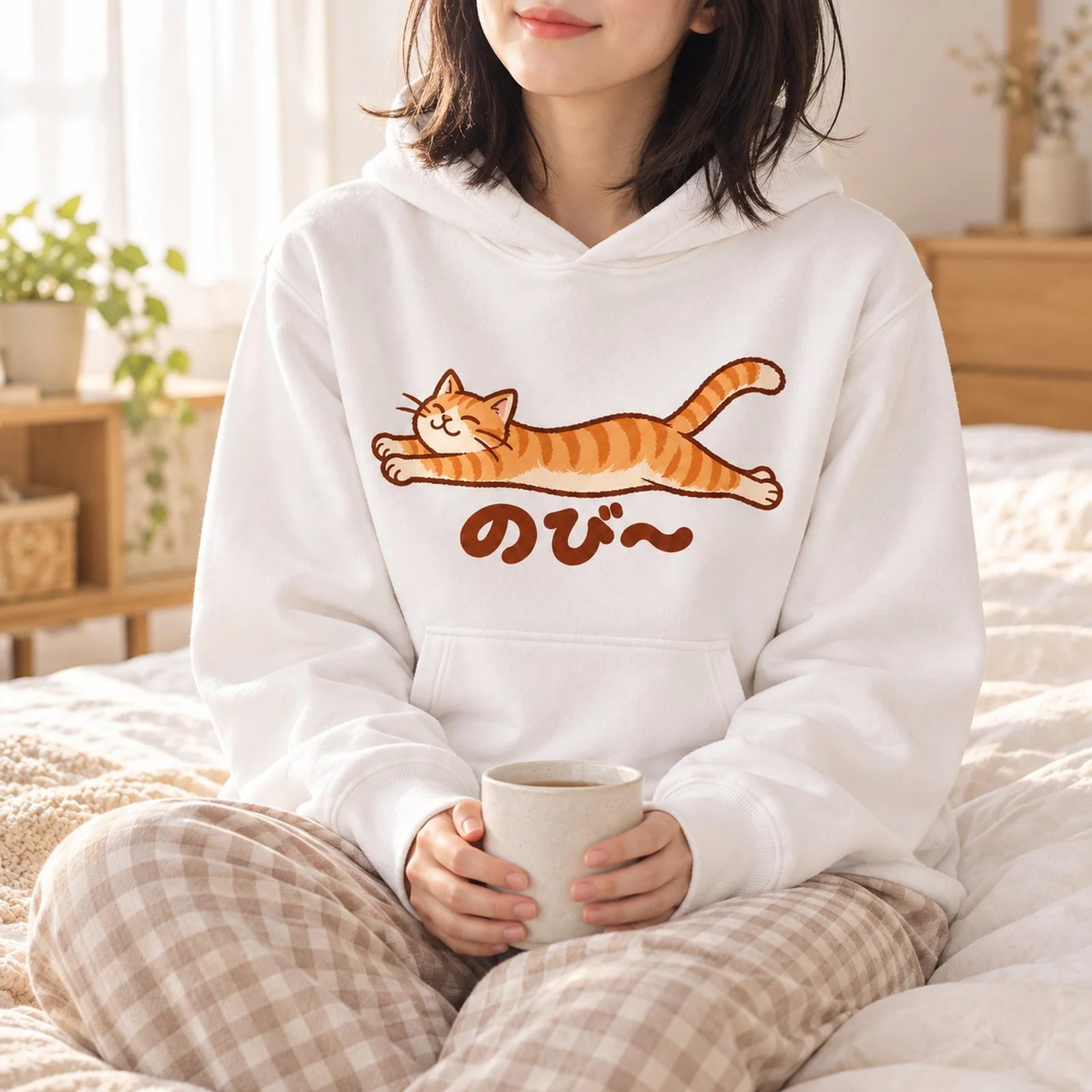 「のび〜」茶トラ猫パーカー