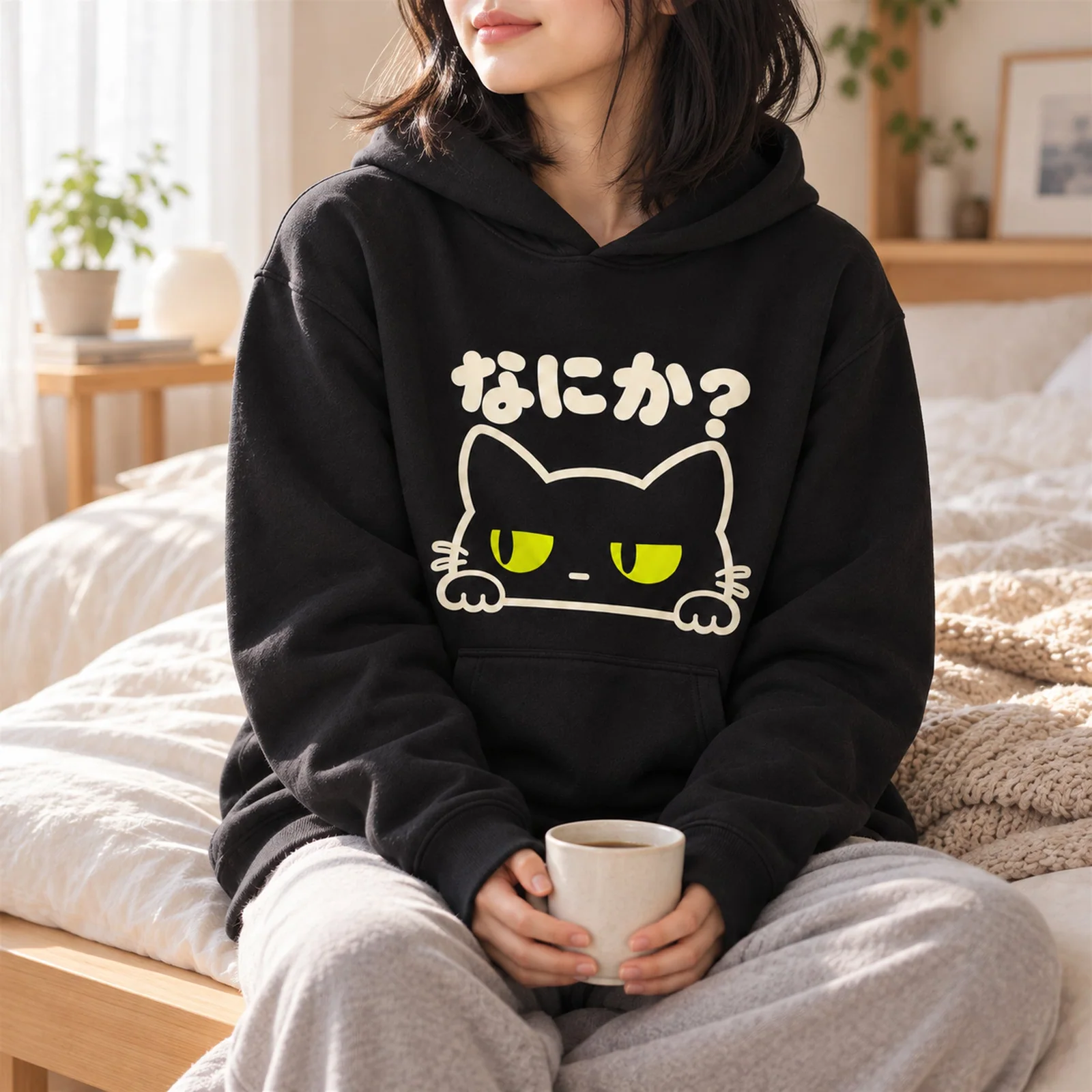 「なにか？」ジト目黒猫パーカー