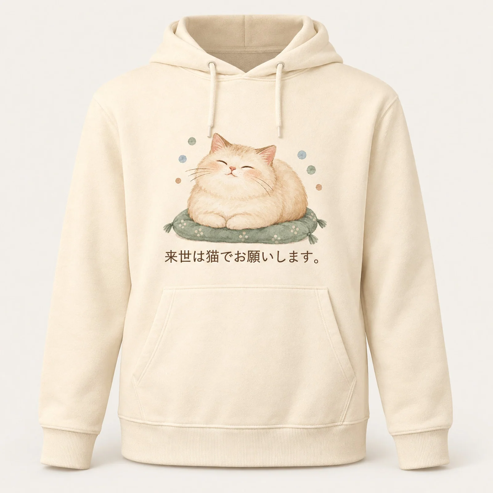 来世は猫で。ごろ寝猫パーカー ナチュラル