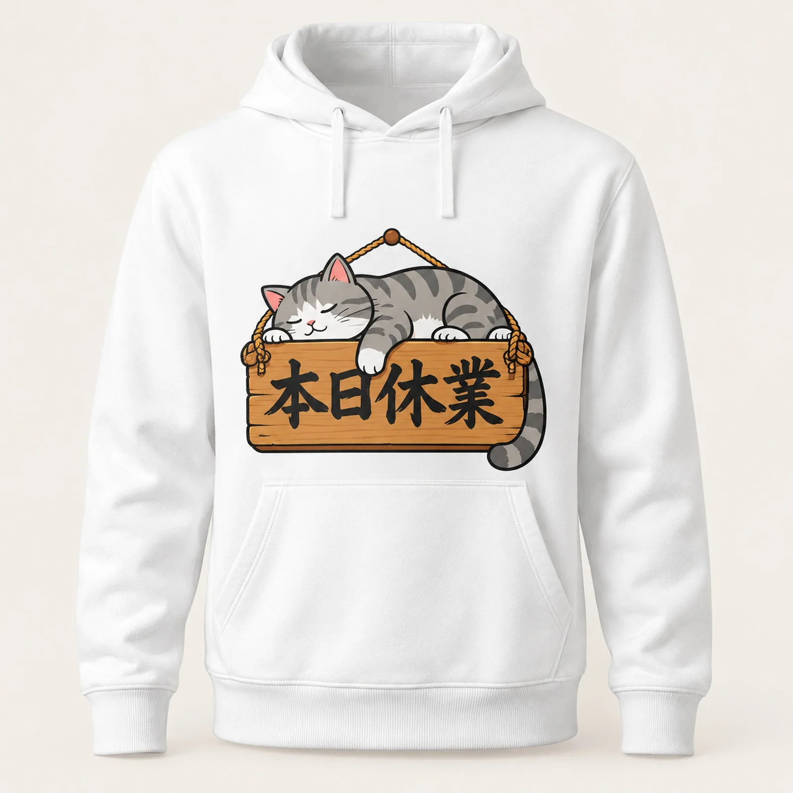 「本日休業」猫パーカー ホワイト