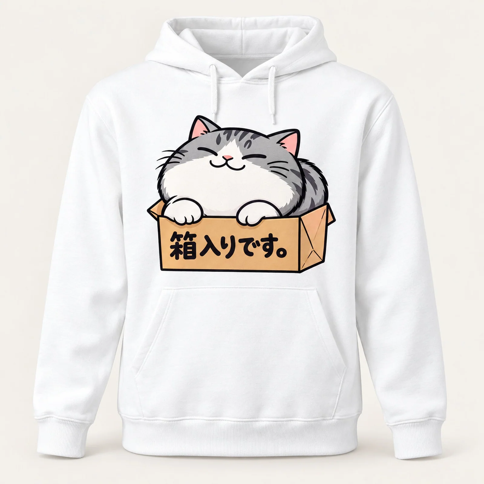 「箱入りです。」段ボール猫パーカー ホワイト
