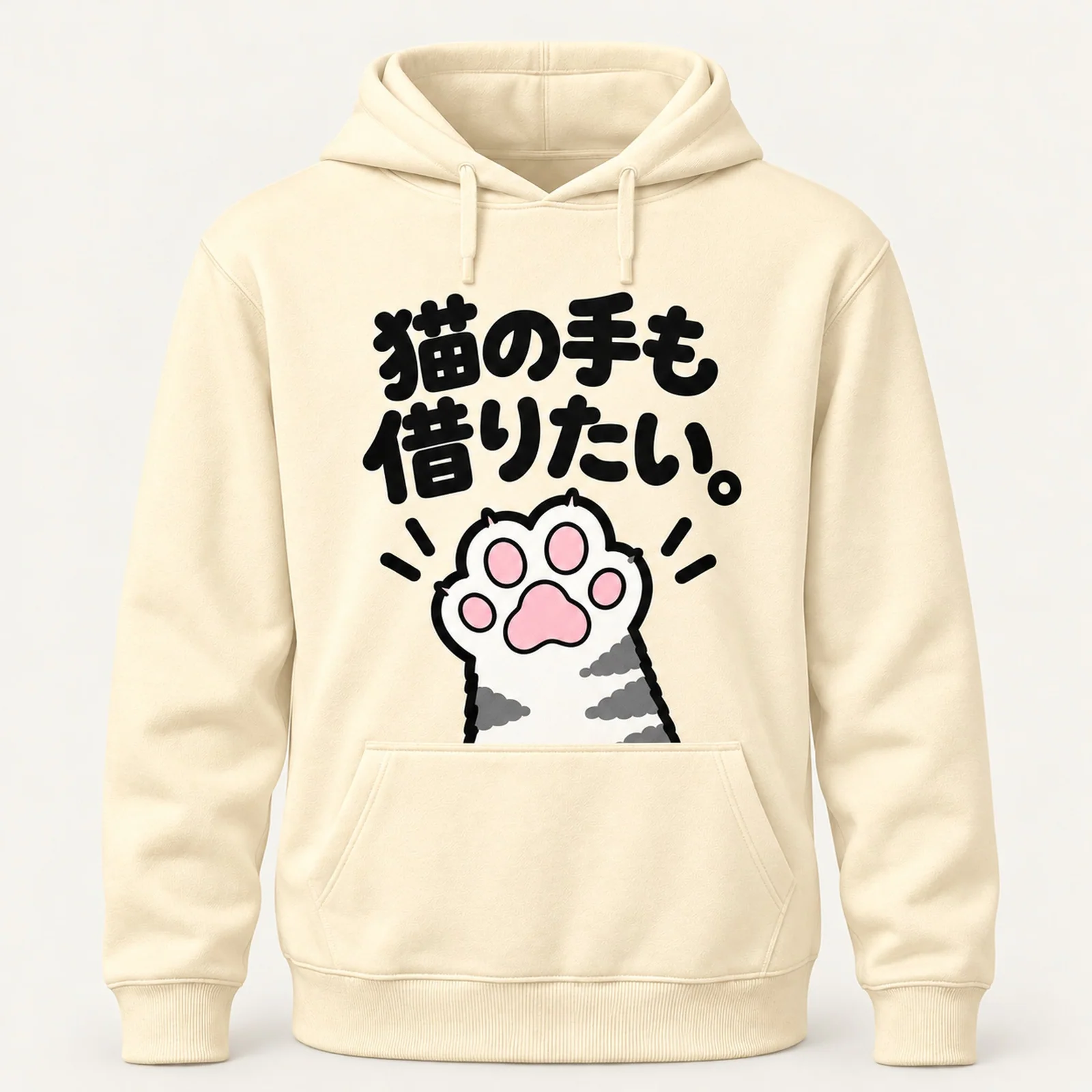 「猫の手も借りたい。」肉球パーカー ナチュラル