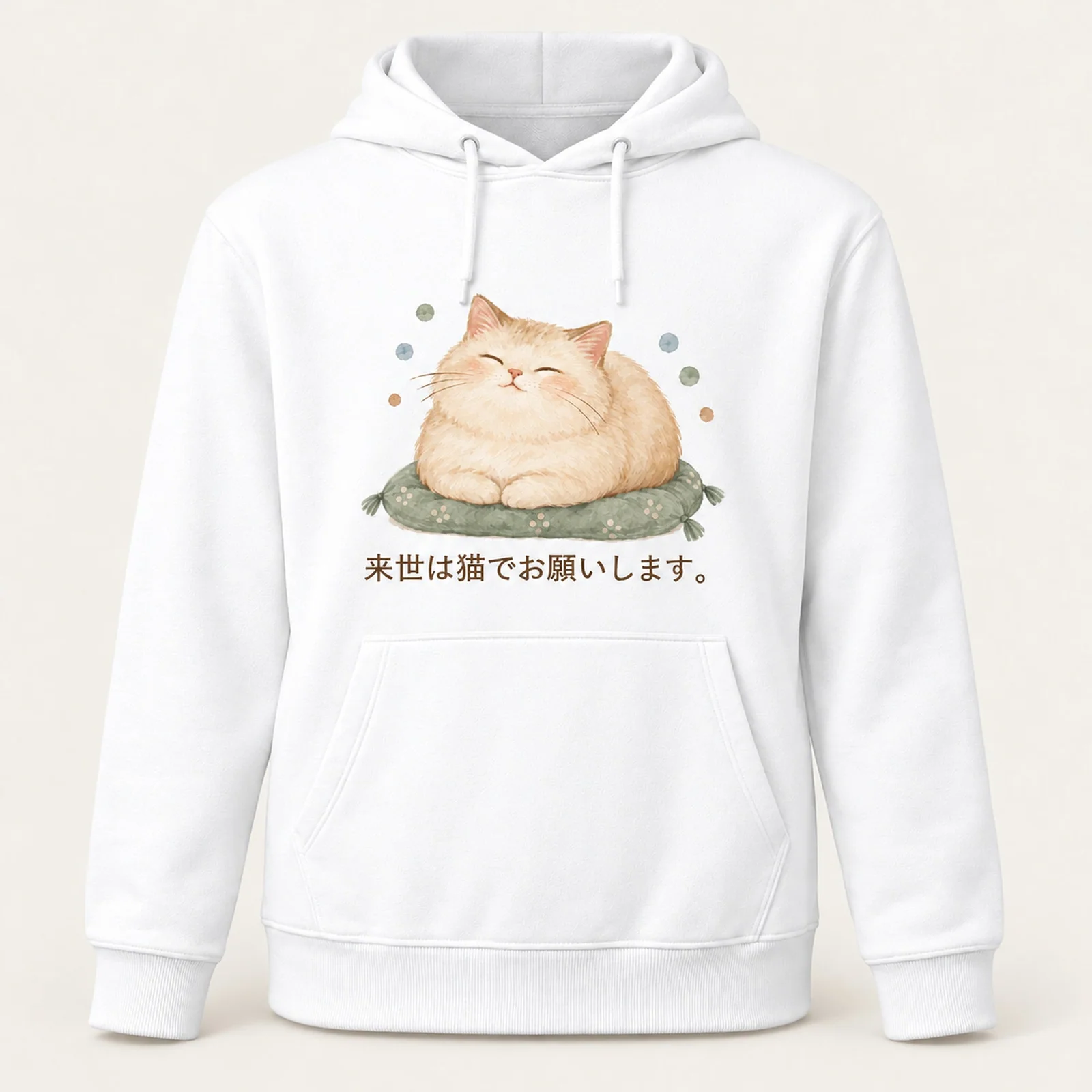 来世は猫で。ごろ寝猫パーカー ホワイト