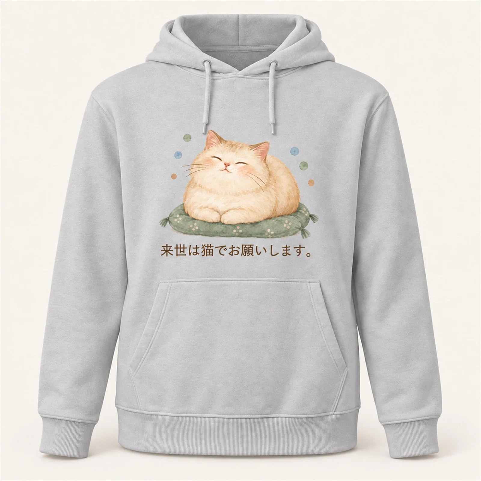 来世は猫で。ごろ寝猫パーカー ライトグレー