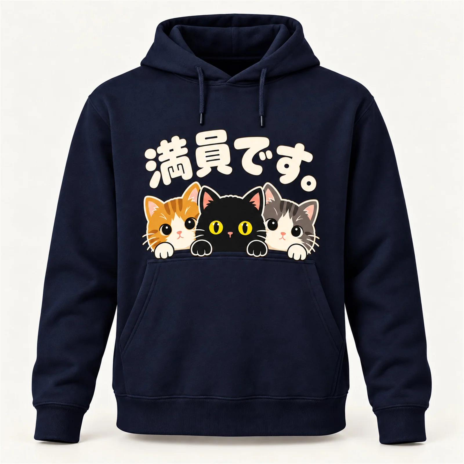 「満員です。」子猫パーカー ネイビー