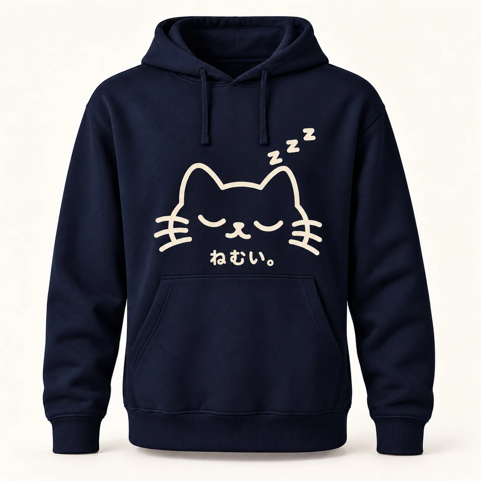 「ねむい。」猫パーカー ネイビー