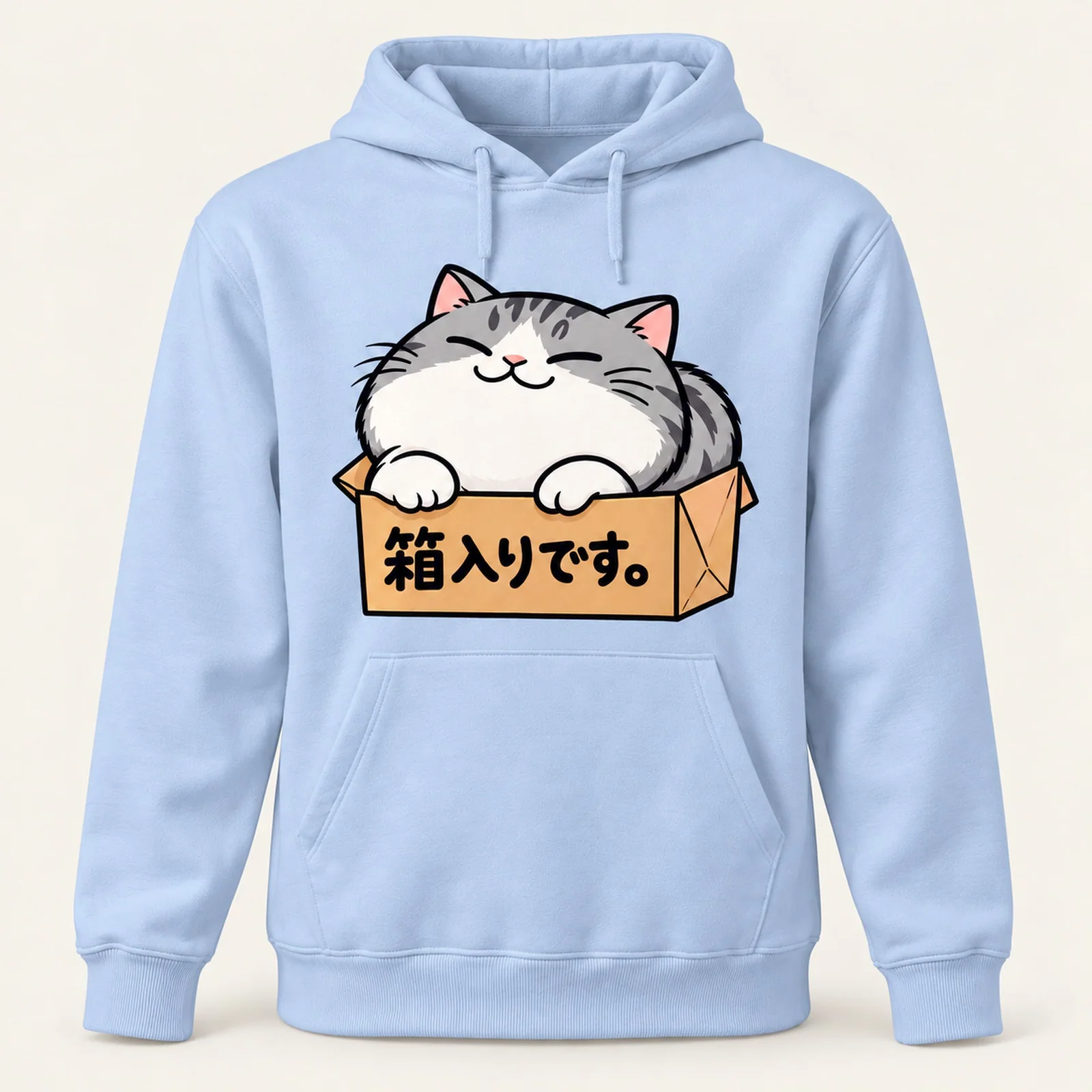 「箱入りです。」段ボール猫パーカー ライトブルー