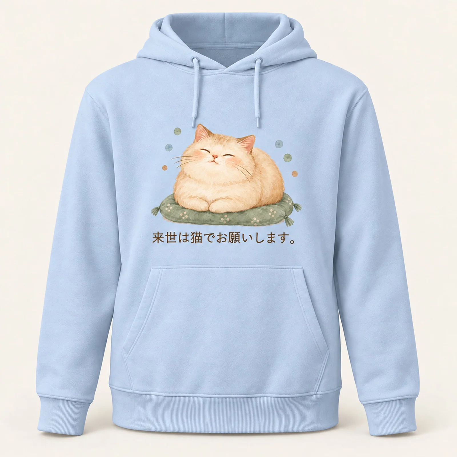 来世は猫で。ごろ寝猫パーカー ライトブルー