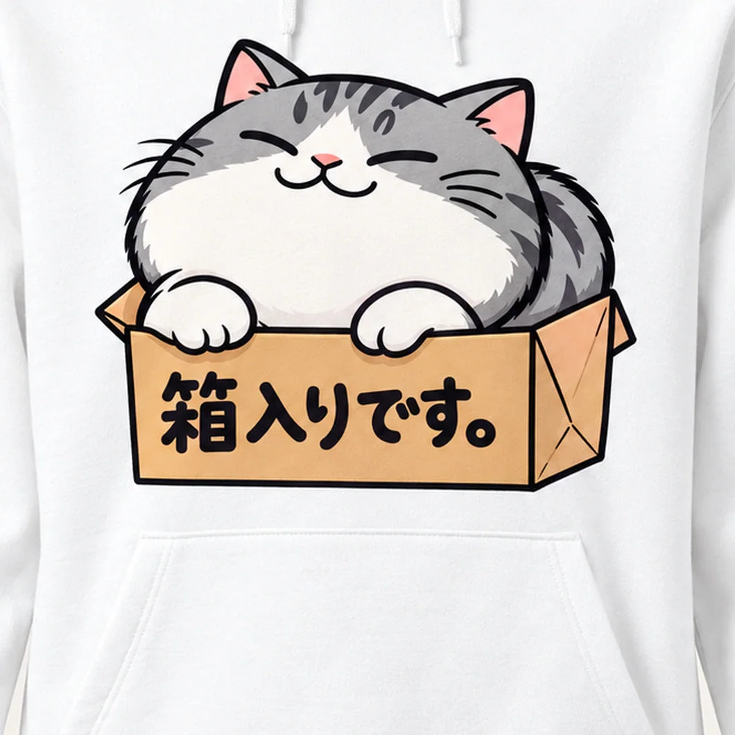 「箱入りです。」段ボール猫パーカー プリントの拡大