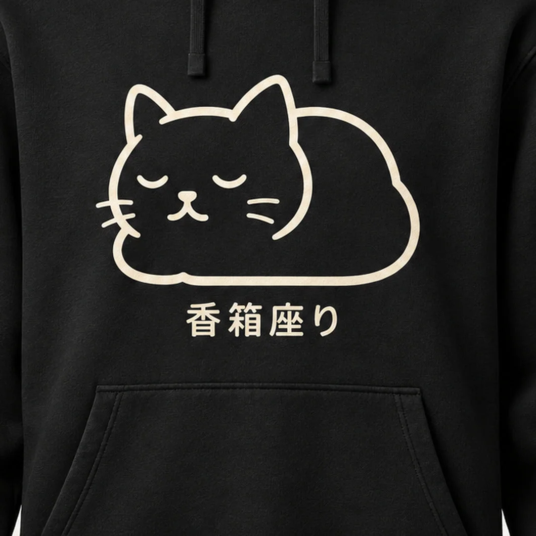 「香箱座り」猫パーカー プリントの拡大