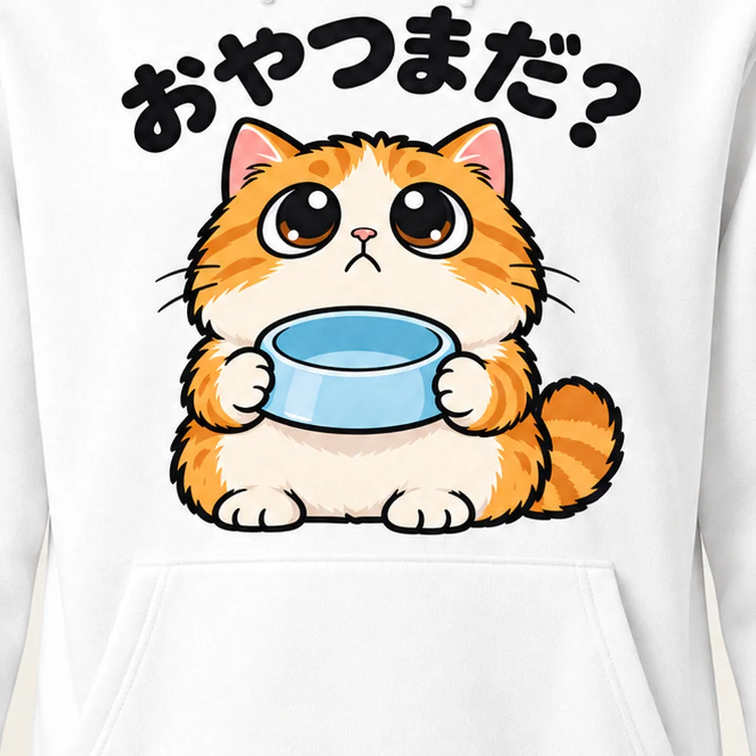 「おやつまだ？」茶トラ猫パーカー プリントの拡大