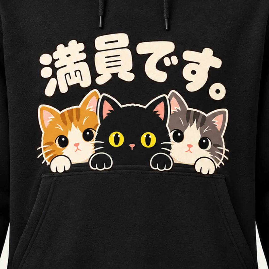 「満員です。」子猫パーカー プリントの拡大