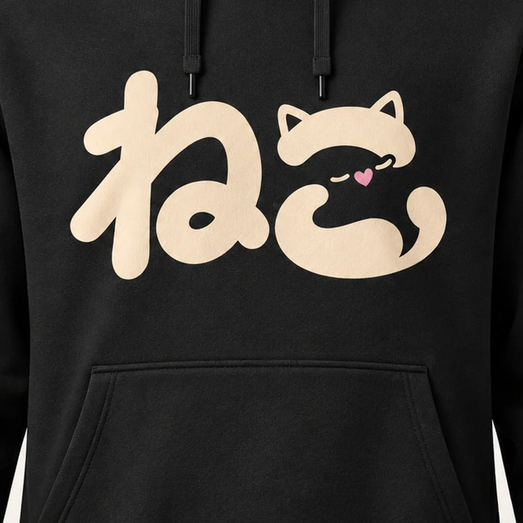 「ねこ」文字パーカー プリントの拡大