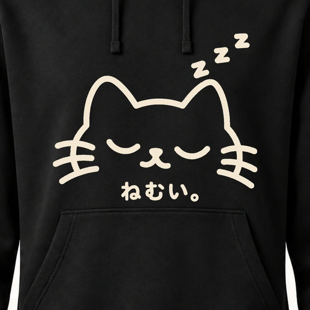 「ねむい。」猫パーカー プリントの拡大