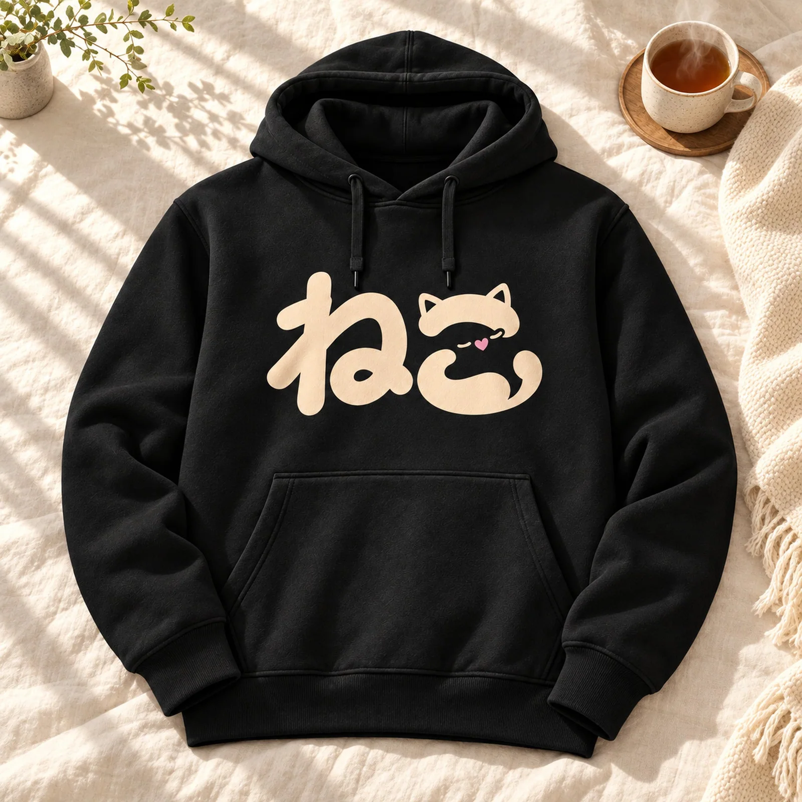 「ねこ」文字パーカー 平置きイメージ