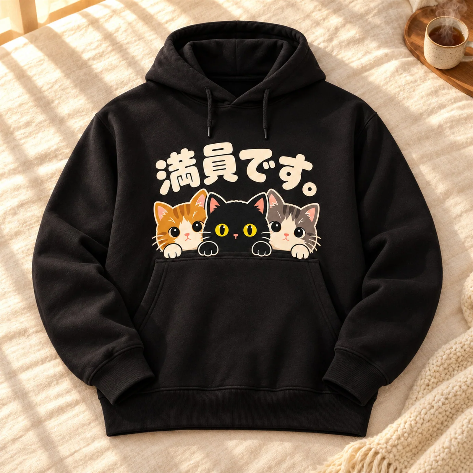 「満員です。」子猫パーカー 平置きイメージ