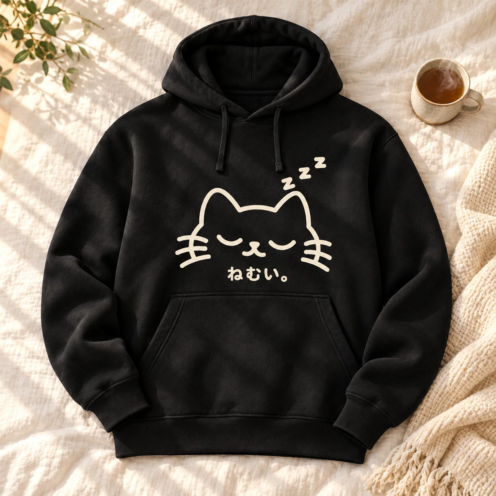 「ねむい。」猫パーカー 平置きイメージ