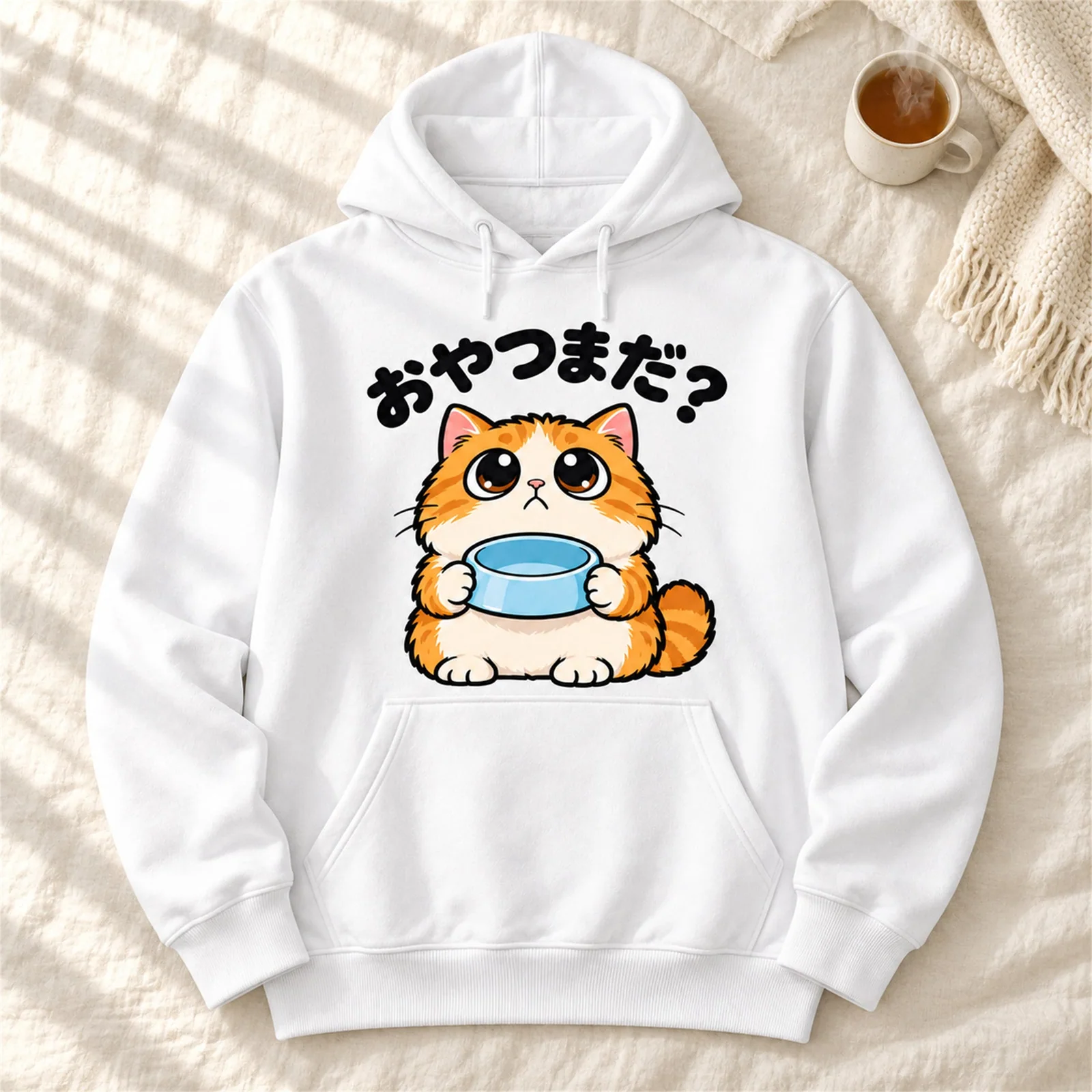 「おやつまだ？」茶トラ猫パーカー 平置きイメージ