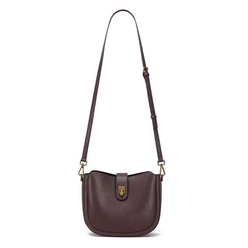 本革 ハーフムーン ショルダーバッグ コーヒー