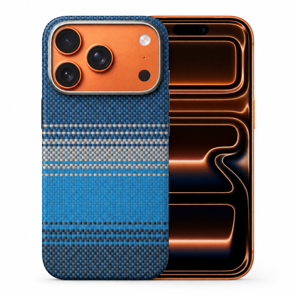 アラミド繊維ケース ブルーストライプ iPhone 17 Pro