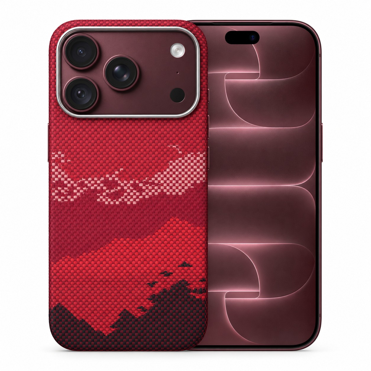 アラミド繊維 iPhone 18 Pro / Pro Max ケース 山並み柄・ストライプ 薄型 MagSafe対応