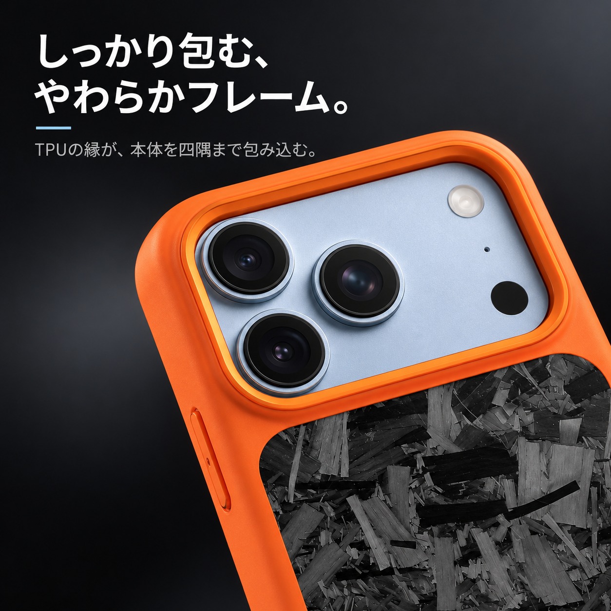 ソフトなTPUフレームとカメラまわり