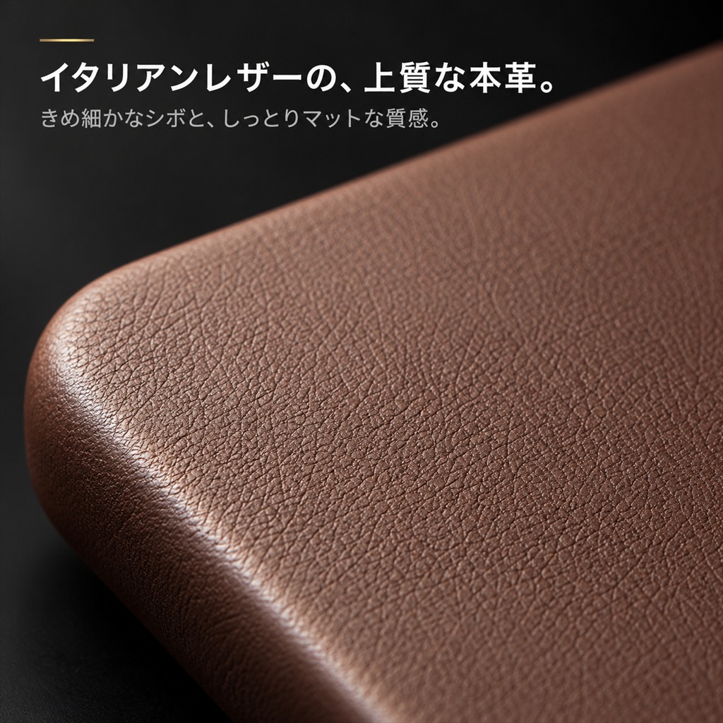 本革のきめ細かなシボ