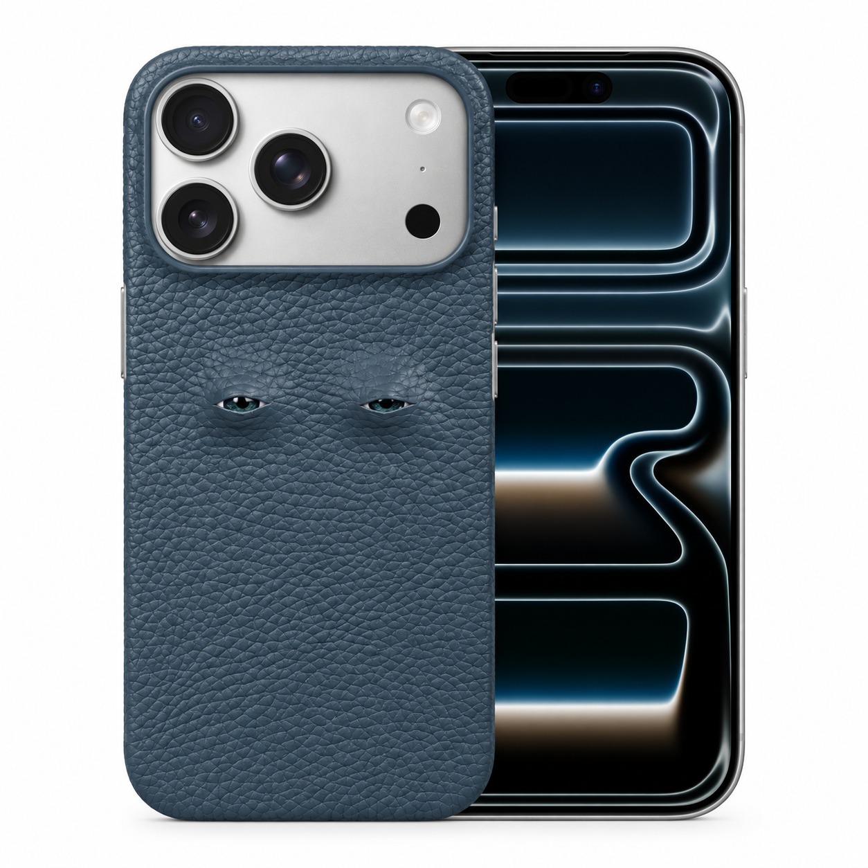 本革シボ革ケース iPhone 17 Pro ブルー