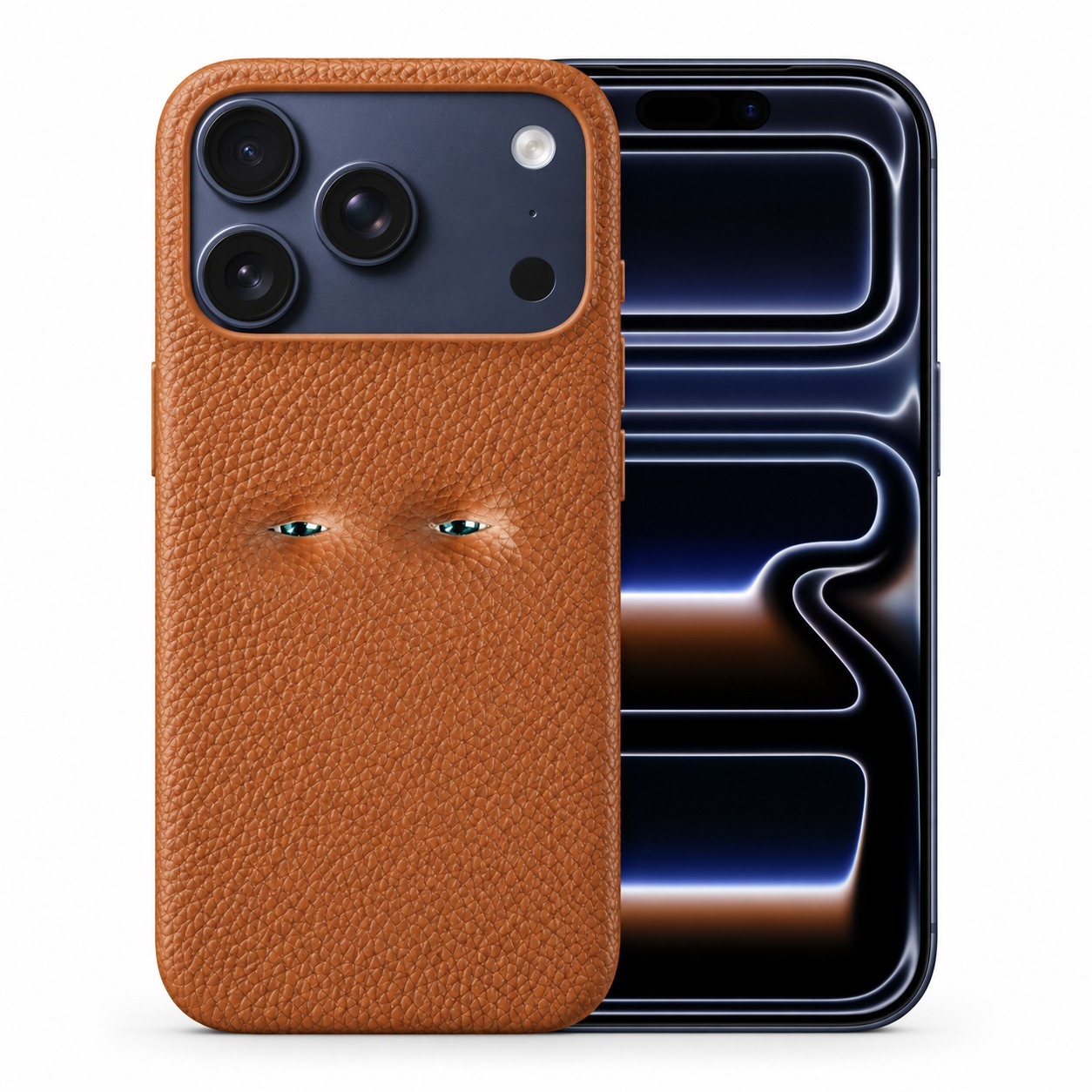 本革 シボ革 iPhone 17 Pro / Pro Max ケース 目のデザイン マイクロファイバー内張り