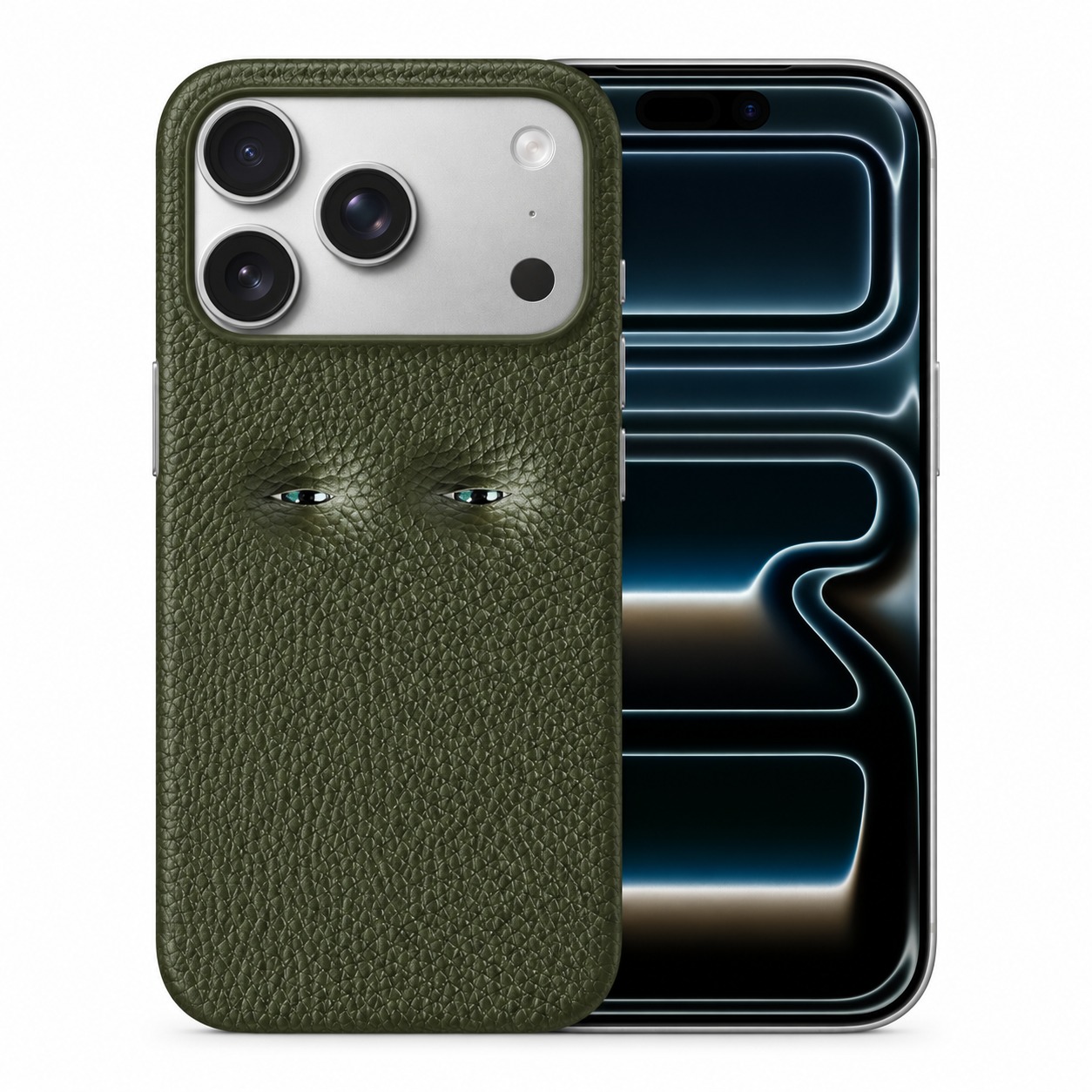 本革シボ革ケース iPhone 17 Pro アーミーグリーン