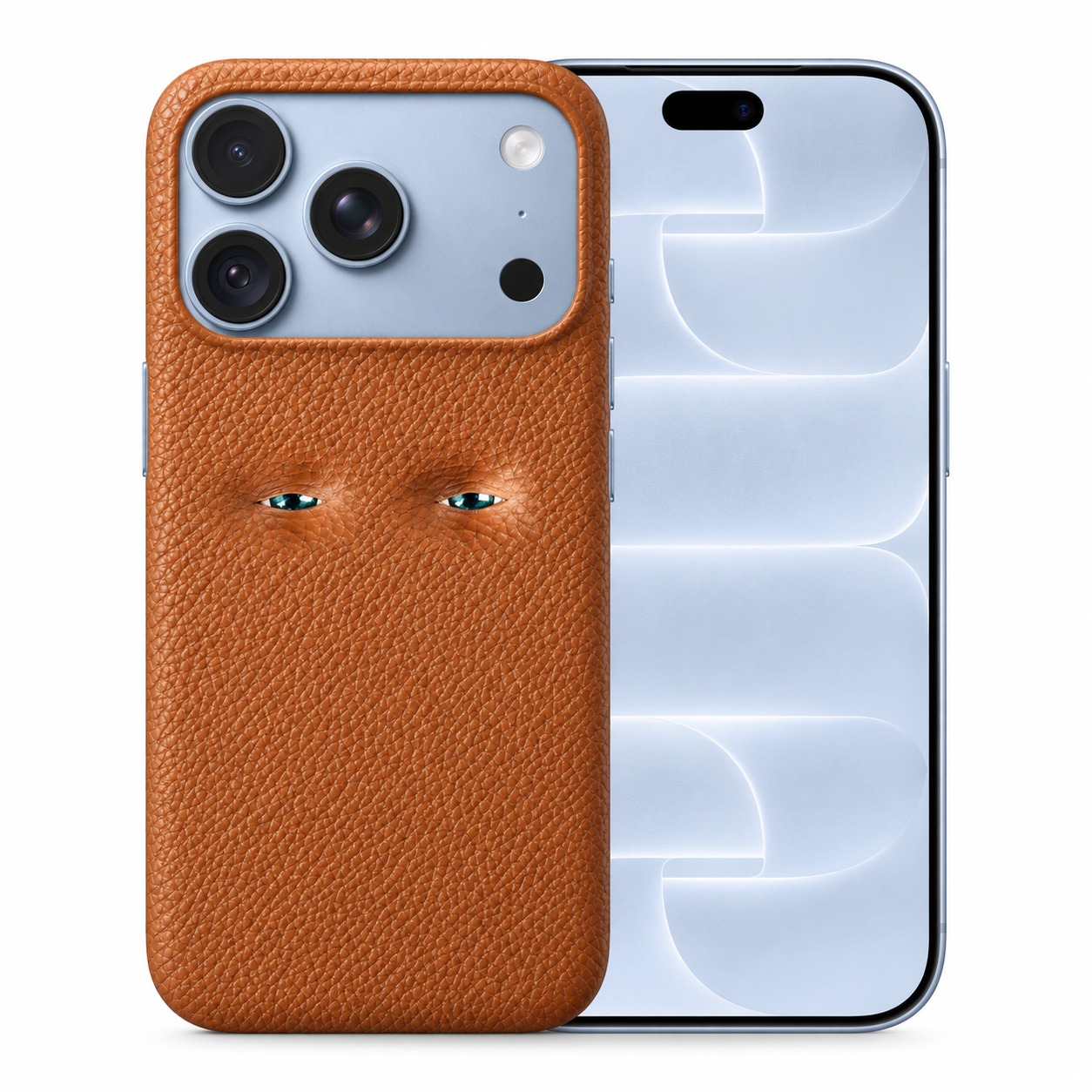 本革 シボ革 iPhone 18 Pro / Pro Max ケース 目のデザイン マイクロファイバー内張り