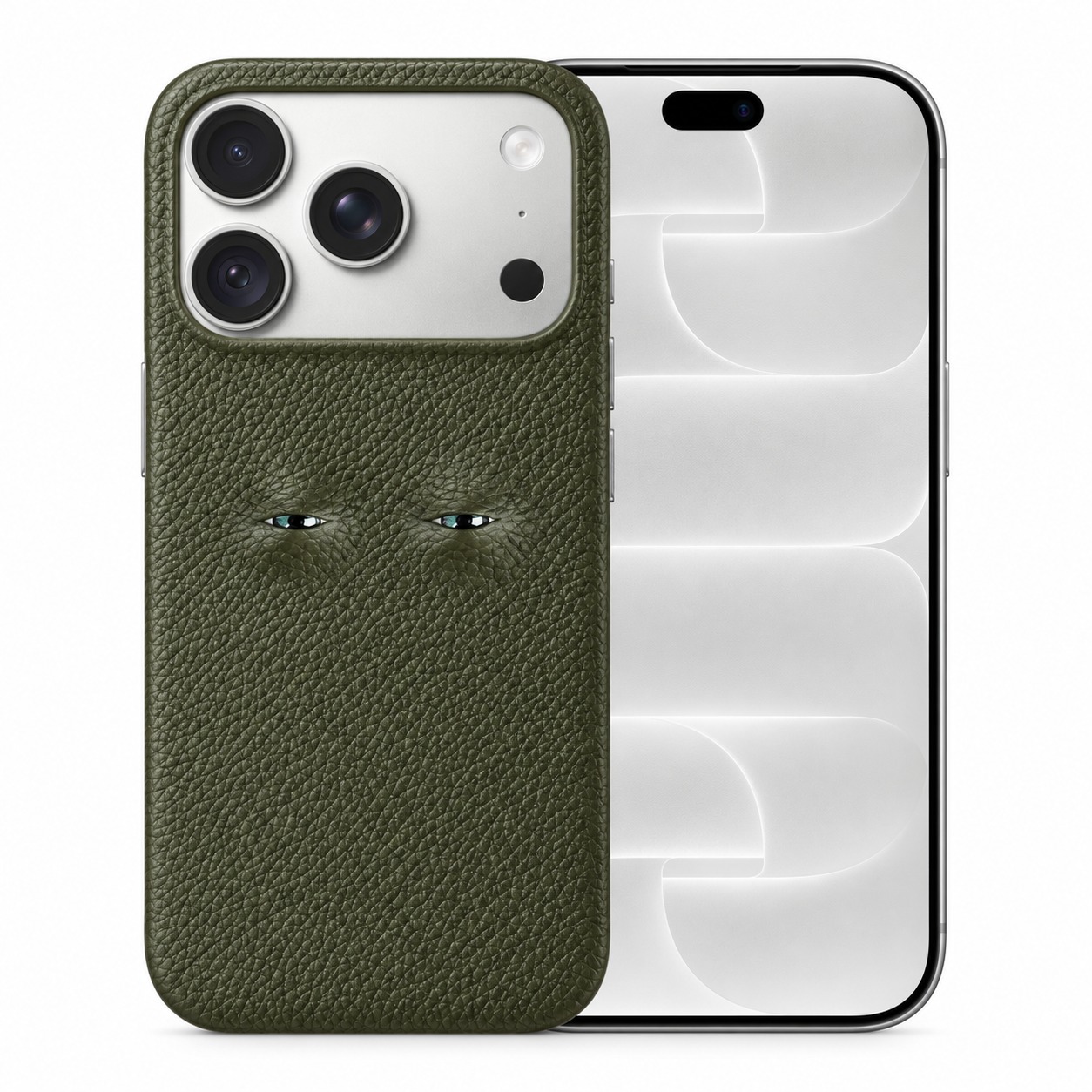 本革シボ革ケース iPhone 18 Pro アーミーグリーン