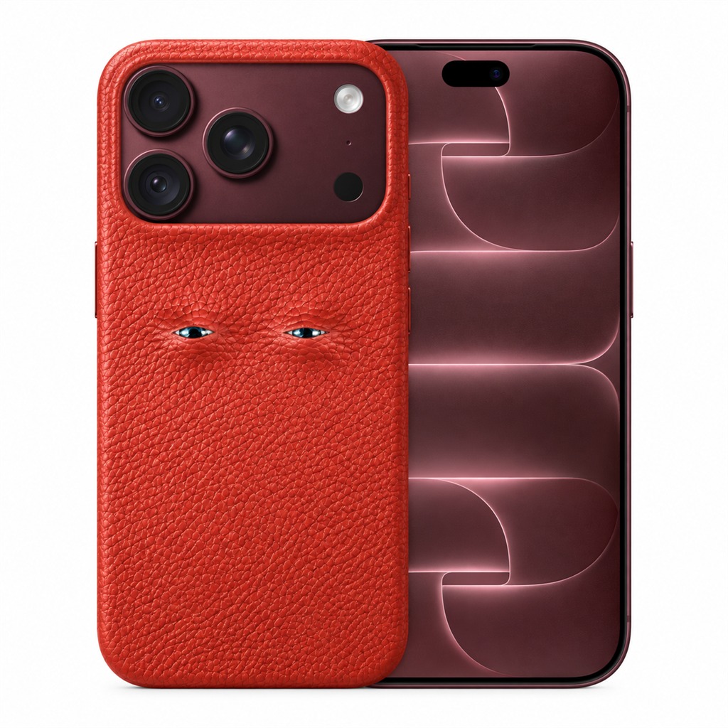 本革シボ革ケース iPhone 18 Pro レッド