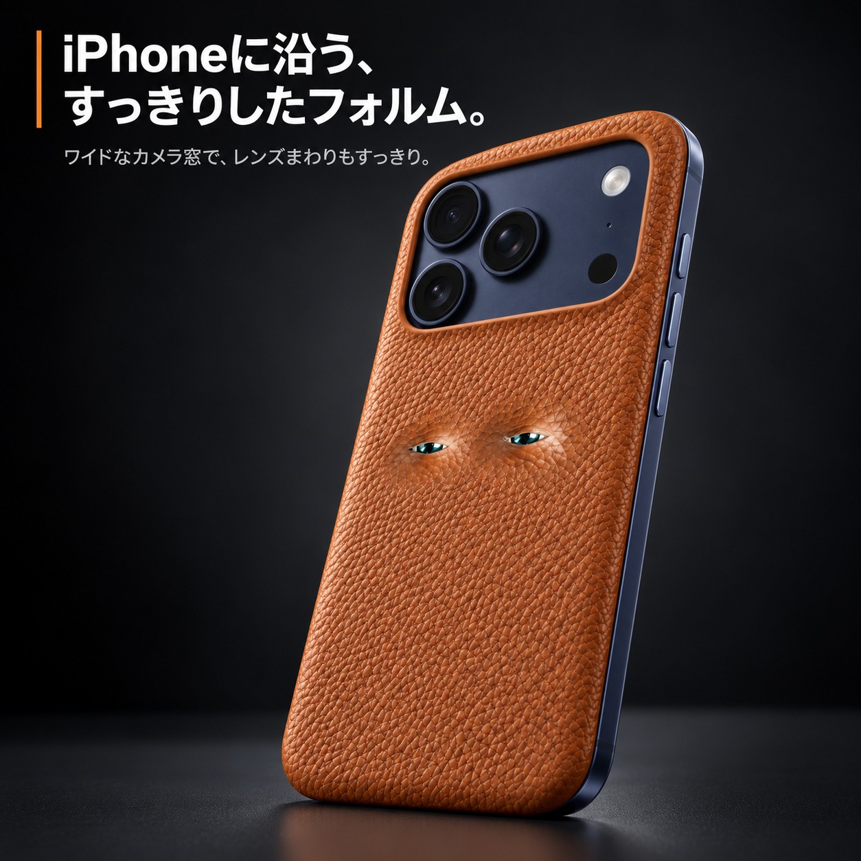 iPhoneに沿う、すっきりしたフォルム。