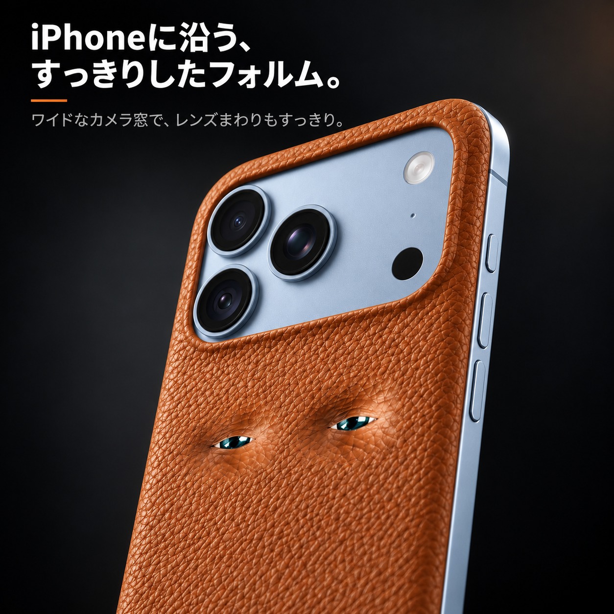 iPhoneに沿う、すっきりしたフォルム。
