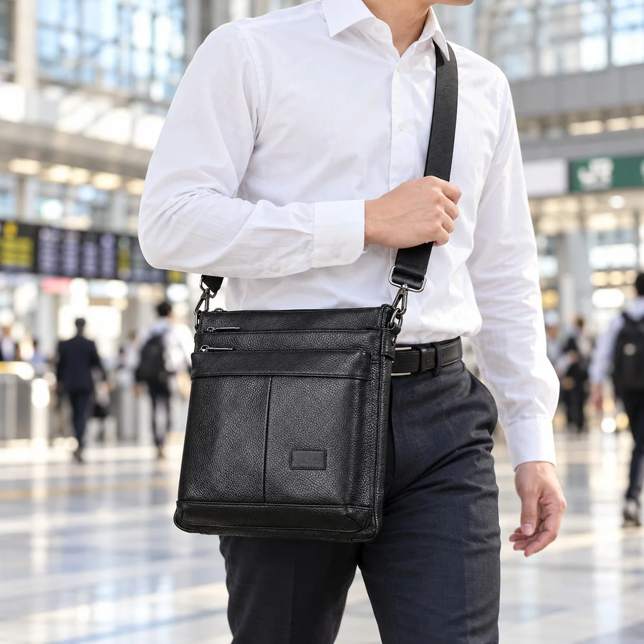 本革 ショルダーバッグ メンズ 縦型｜斜めがけ メッセンジャーバッグ 軽量