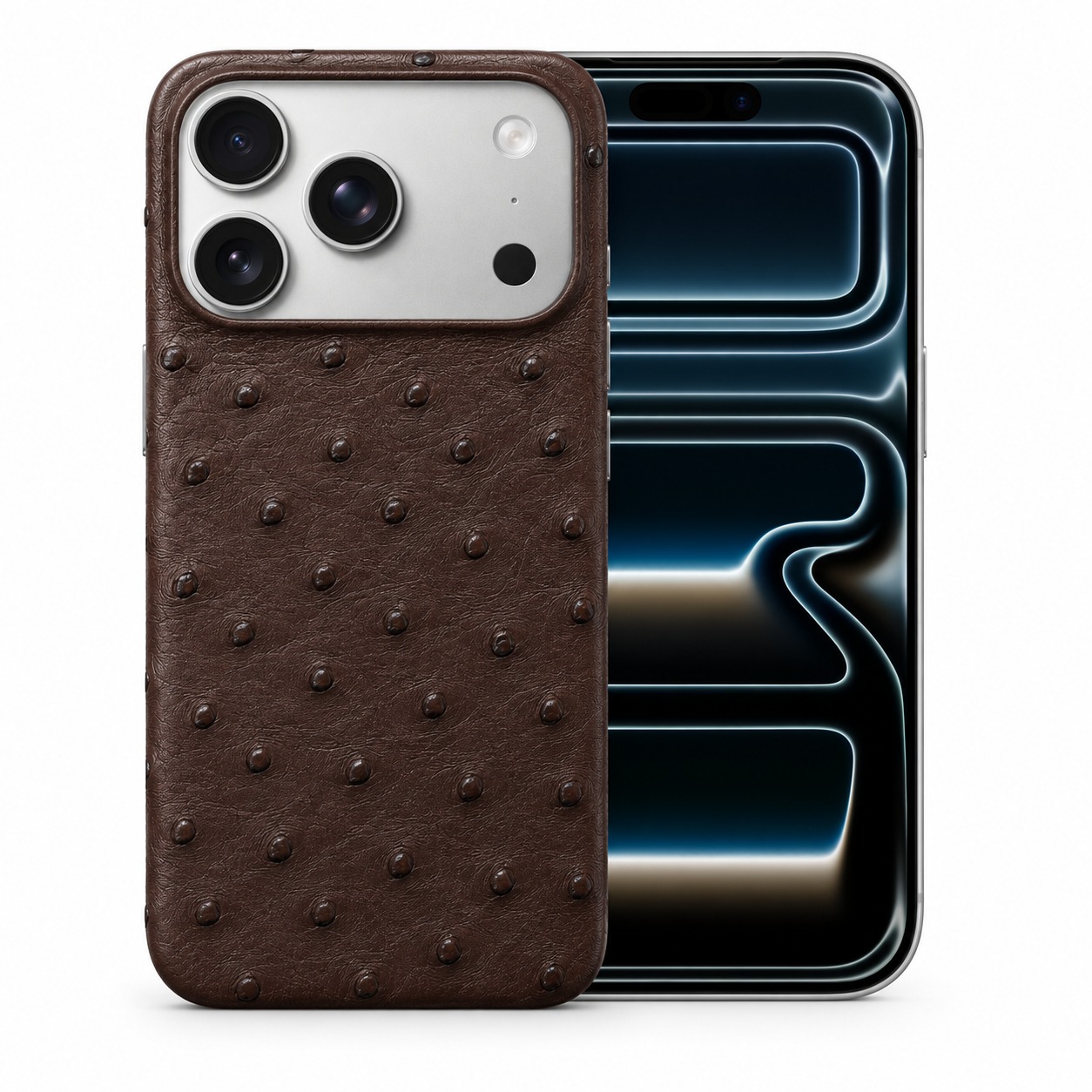 ダチョウ革ケース iPhone 17 Pro ダークブラウン