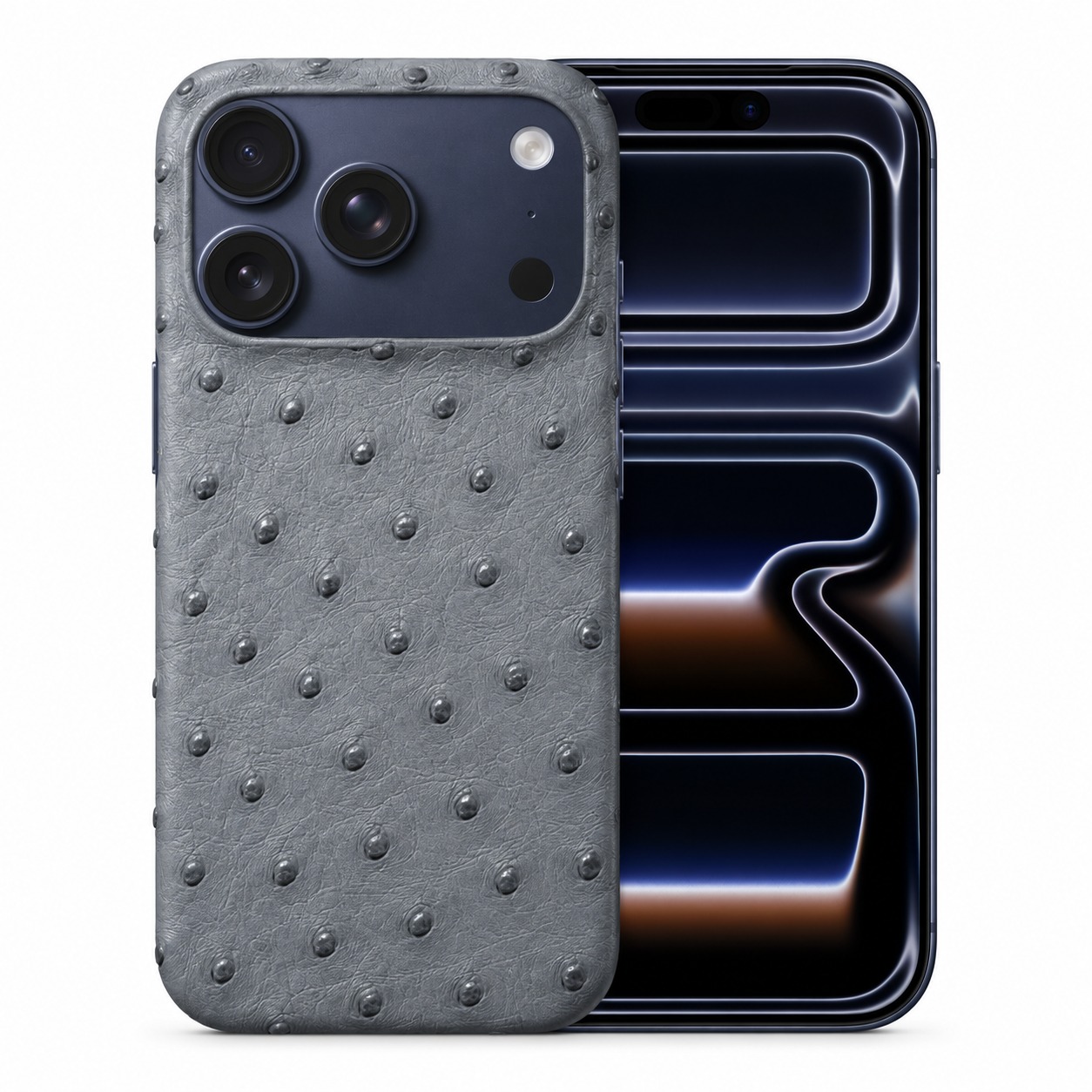 ダチョウ革ケース iPhone 17 Pro グレー