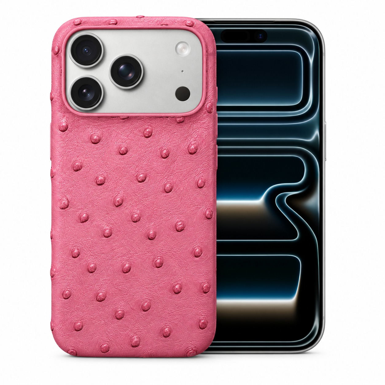 オーストリッチ本革 iPhone 17 Pro / Pro Max ケース 天然ダチョウ革 背面カバー