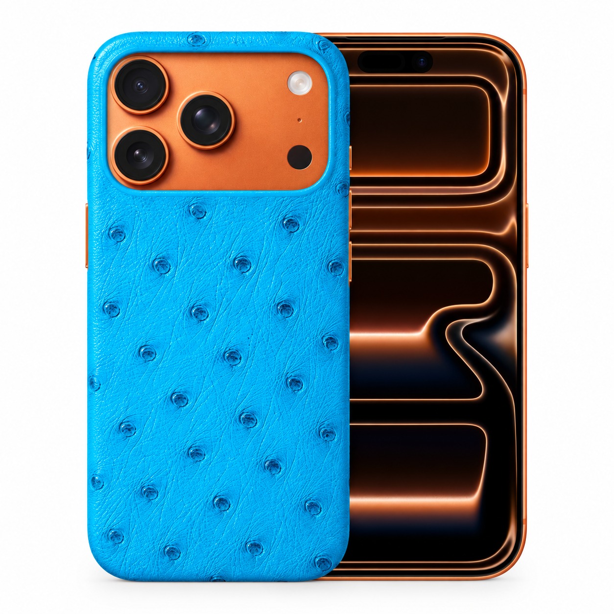 ダチョウ革ケース iPhone 17 Pro スカイブルー