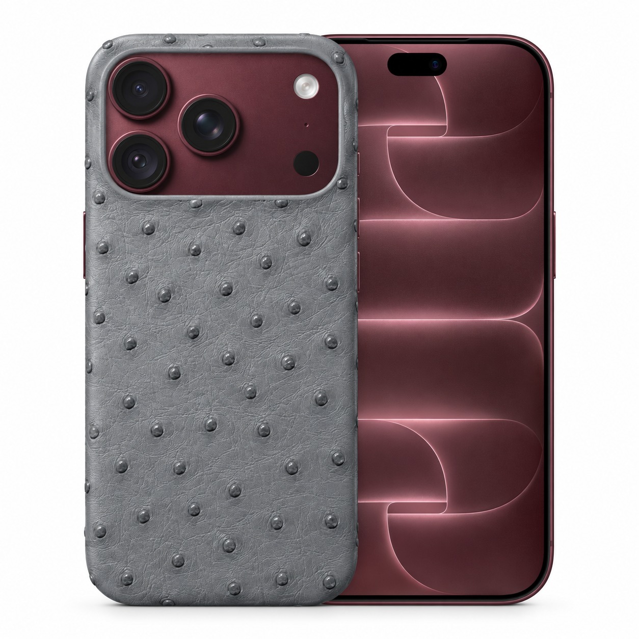 ダチョウ革ケース iPhone 18 Pro グレー