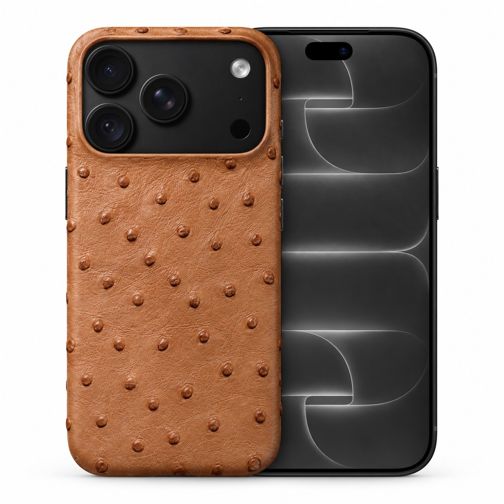 ダチョウ革ケース iPhone 18 Pro ライトブラウン