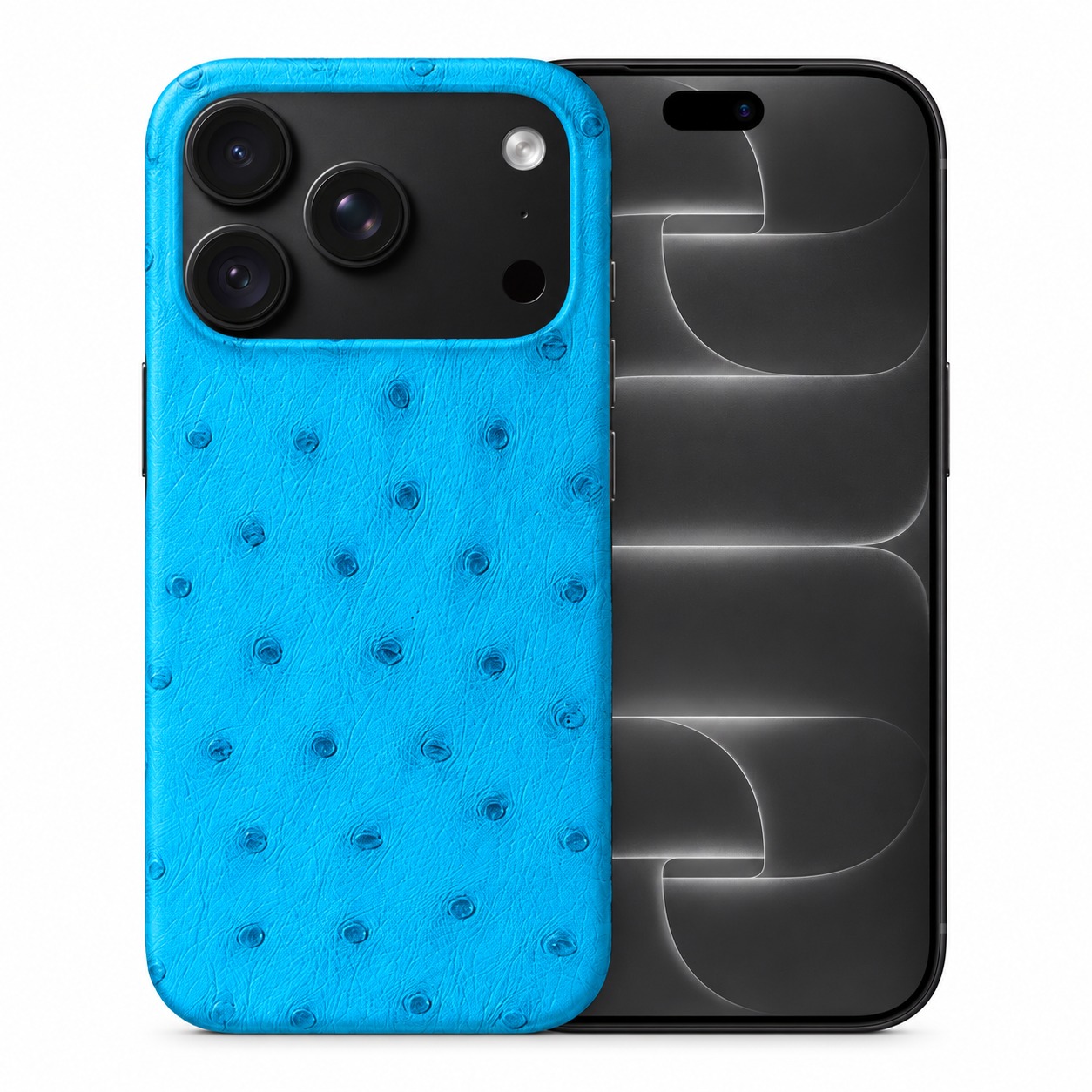 ダチョウ革ケース iPhone 18 Pro スカイブルー