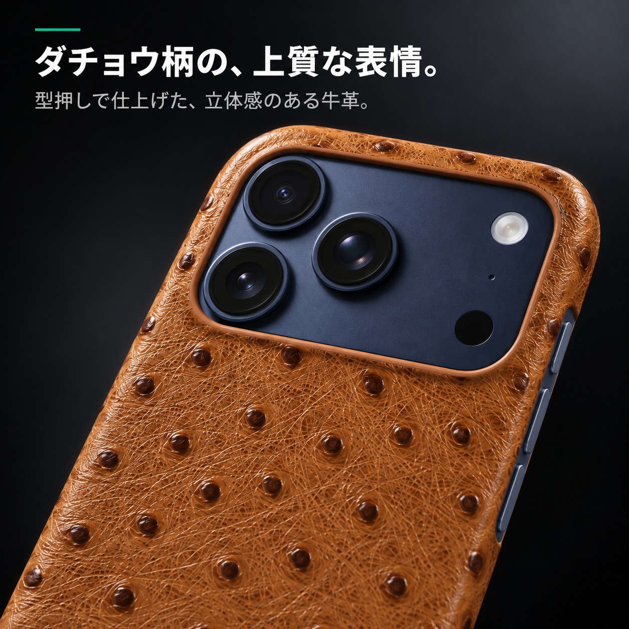 ダチョウ柄の、立体的な質感。