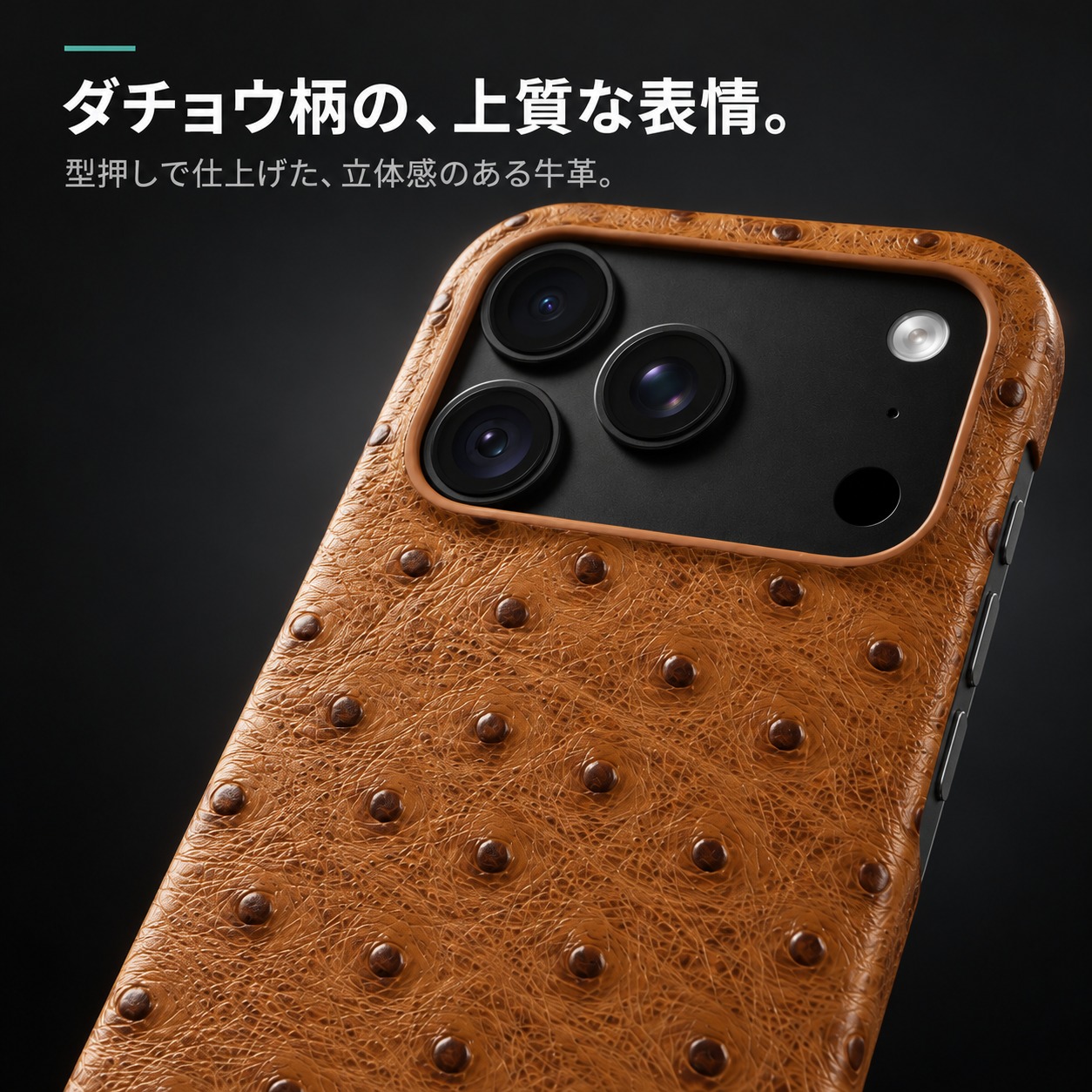 ダチョウ柄の、立体的な質感。