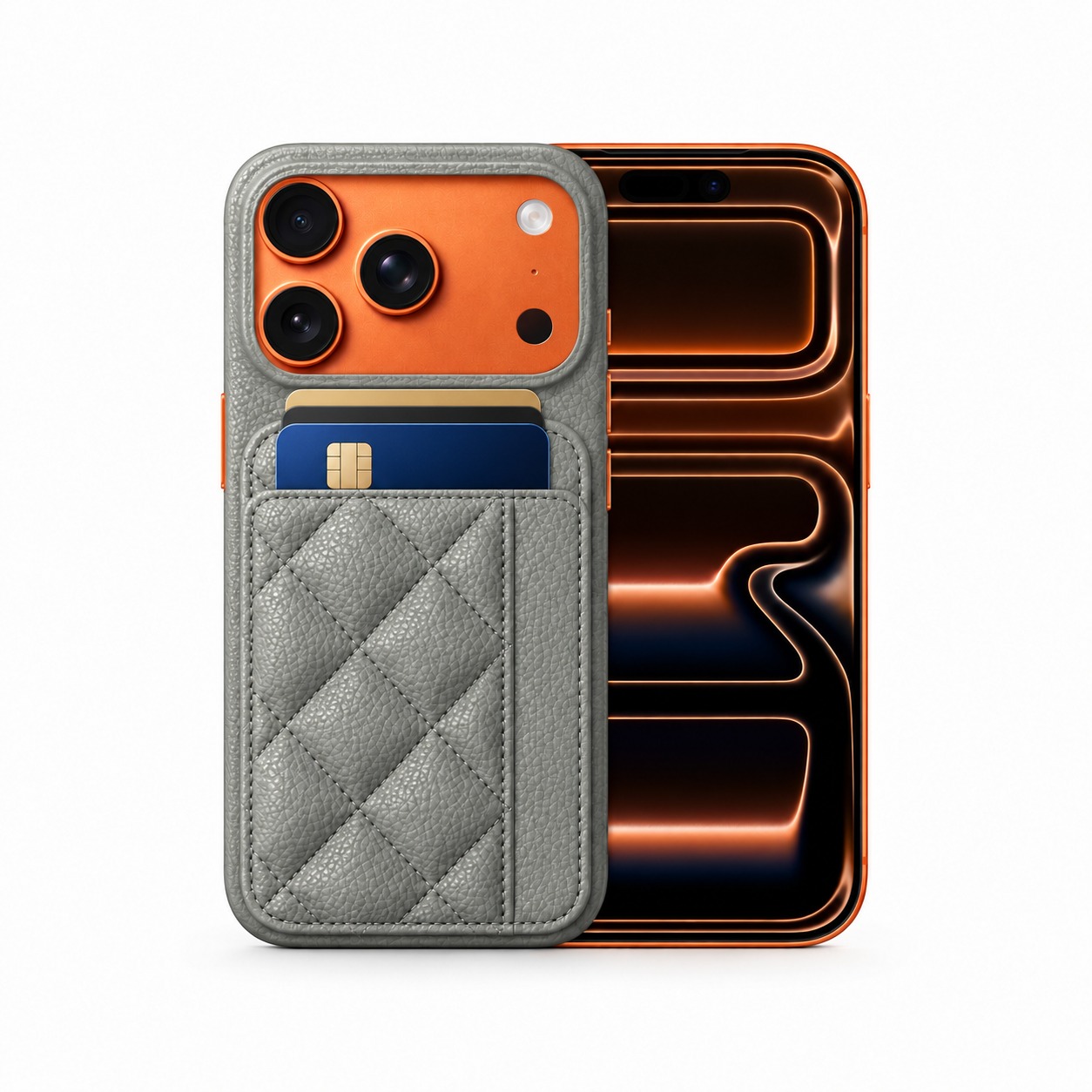 キルティングカードポケットケース iPhone 17 Pro グレー