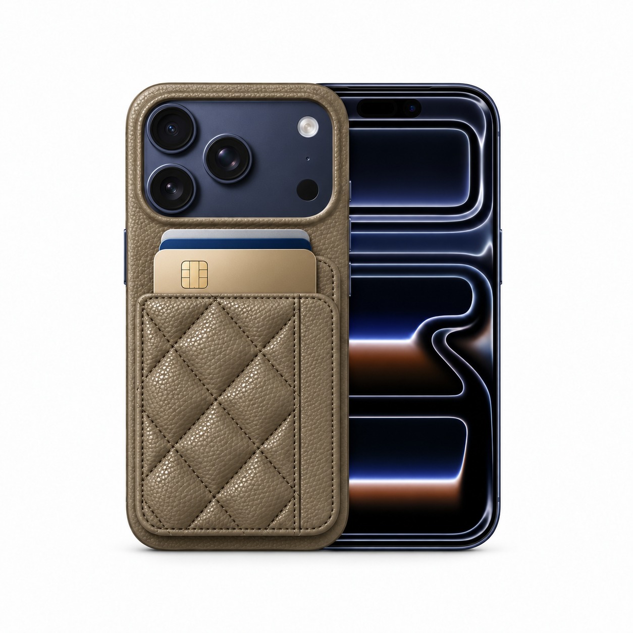 キルティングカードポケットケース iPhone 17 Pro トープ