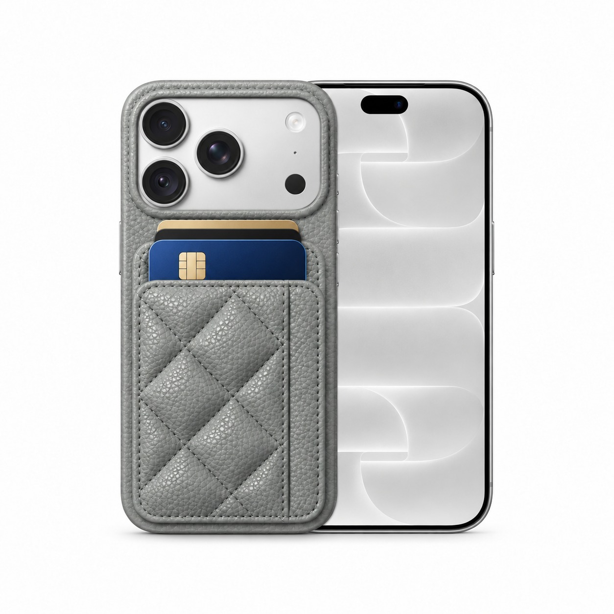 キルティングカードポケットケース iPhone 18 Pro グレー